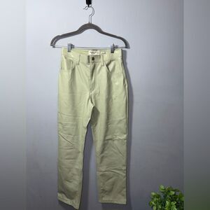 Abercrombie & Fitch women’s Vegan Leather 90s Straight Sage Green Pant Size 27
